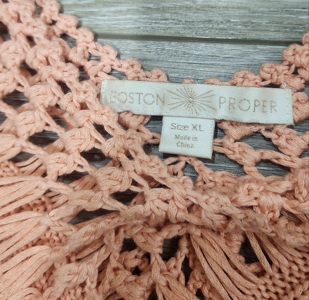 Boston Proper Coral Crochet Accent Tunic Size Xlarge Summer Boho - Picture 4 of 8